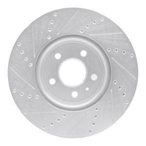 Audi A4 Brake Rotor (1) - Front Right - R1 Concepts - Drilled & Slotted - Silver - `08-`25